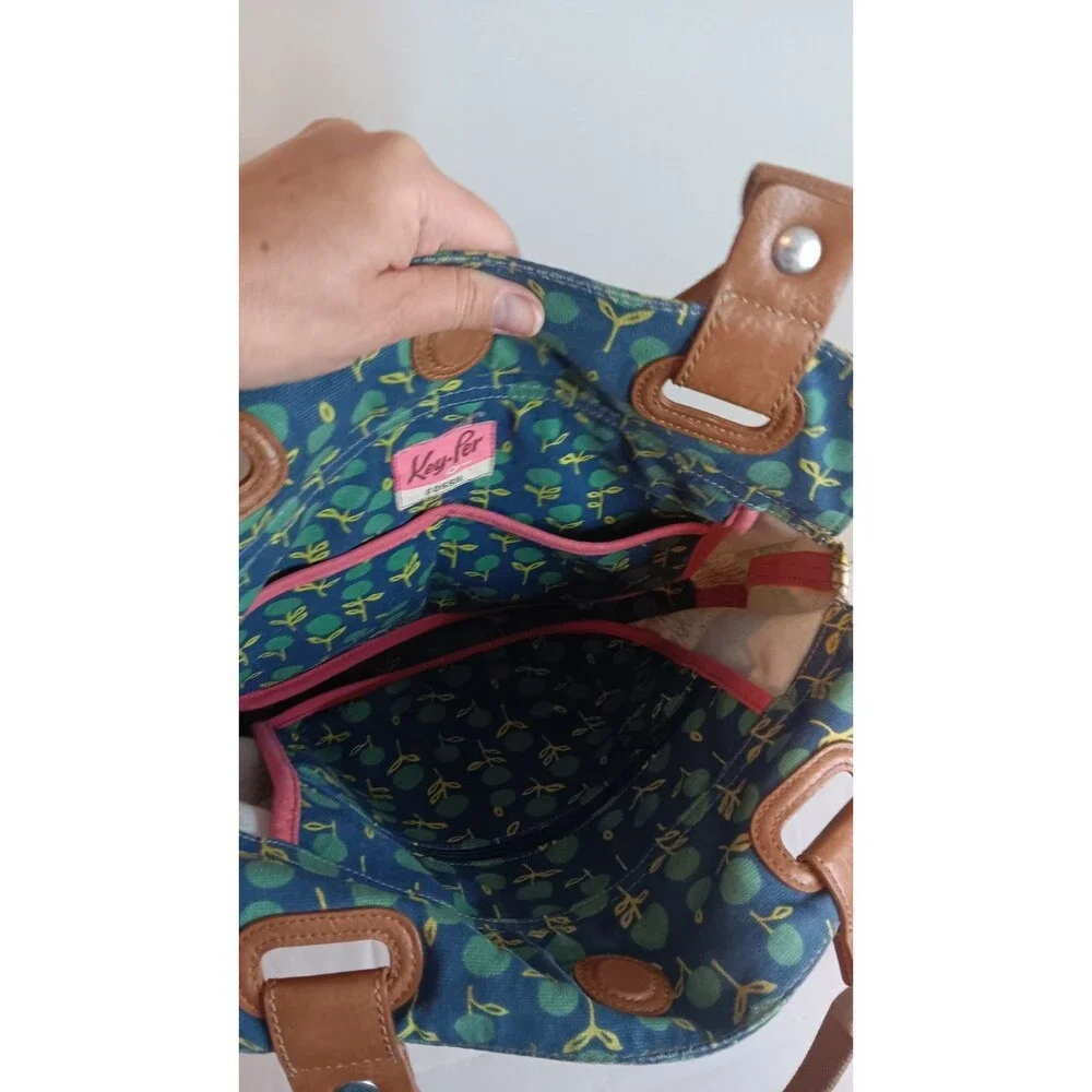 FOSSIL Key-per Coated Canvas Tote Handbag Floral Pattern Large HOBO PURSE
